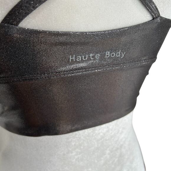 Haute Body Sports Bra XS Silver Metallic Zip Front Straps Athleisure Revolve NWT - Picture 6 of 10